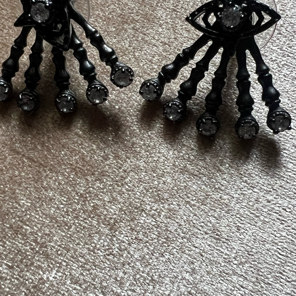 Kendra Scott gunmetal/crystal Evil eye Callan studs/mystic bazaar release - Picture 3 of 3